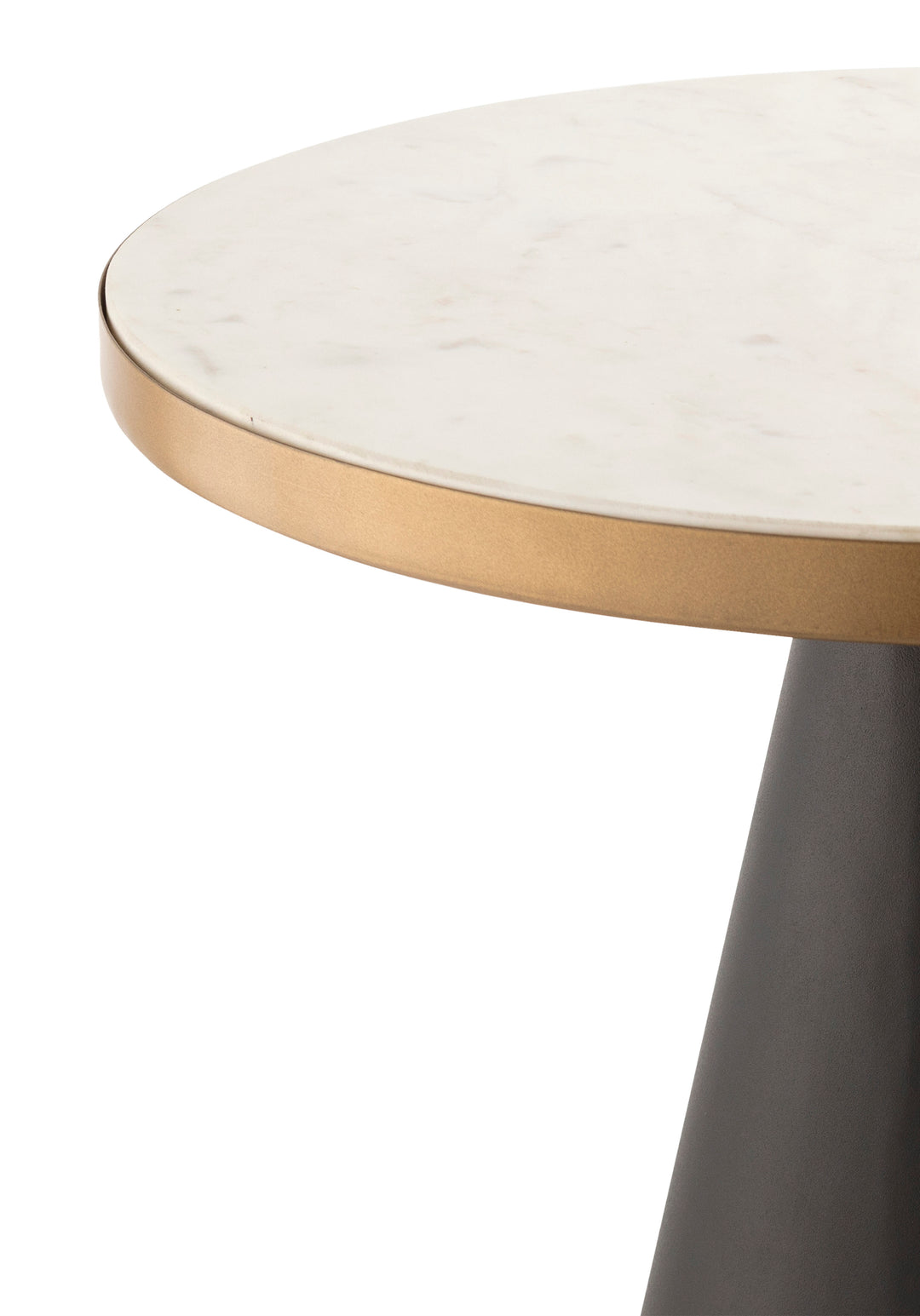Mesa lateral para sala de mármol blanco con contorno dorado Chloris