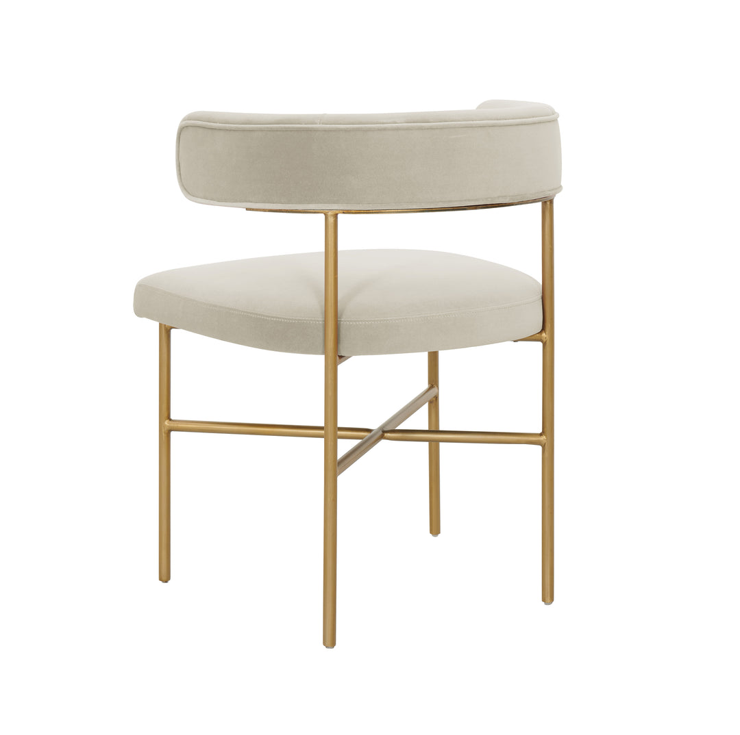 Silla de comedor en terciopelo de rendimiento color crema Shireen