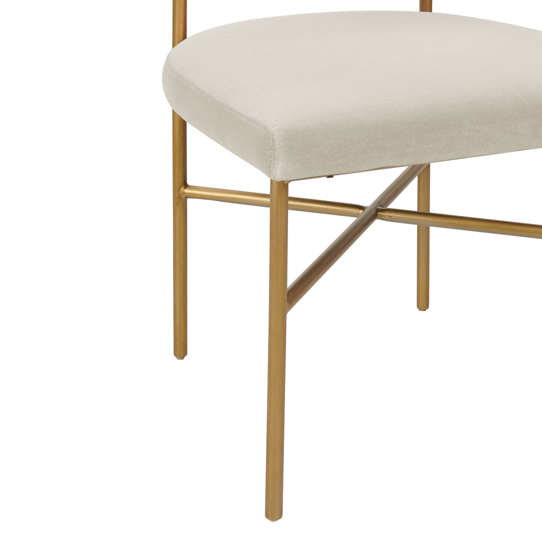 Silla de comedor en terciopelo de rendimiento color crema Shireen