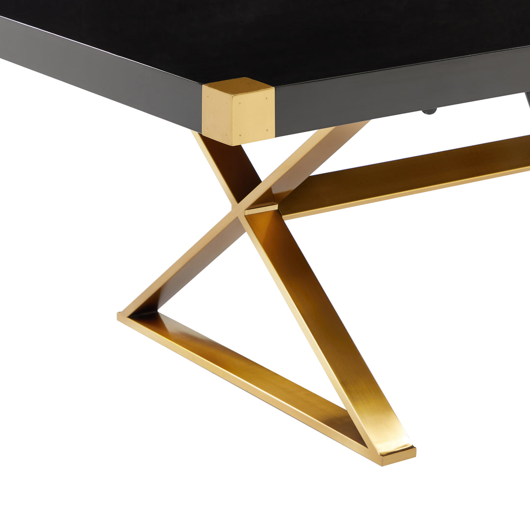 Mesa de comedor para diez negro brilloso con dorado Jackie