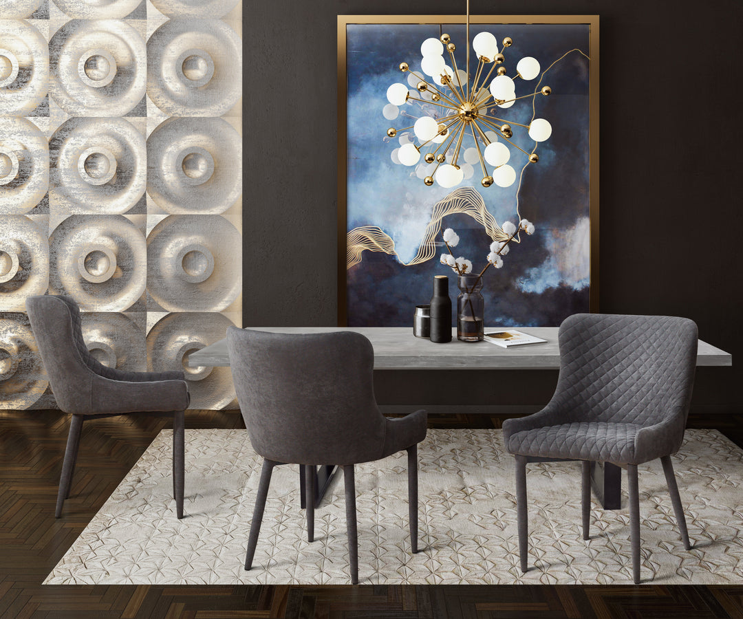Silla gris o azul marino estilo capitoné de diamantes Erena