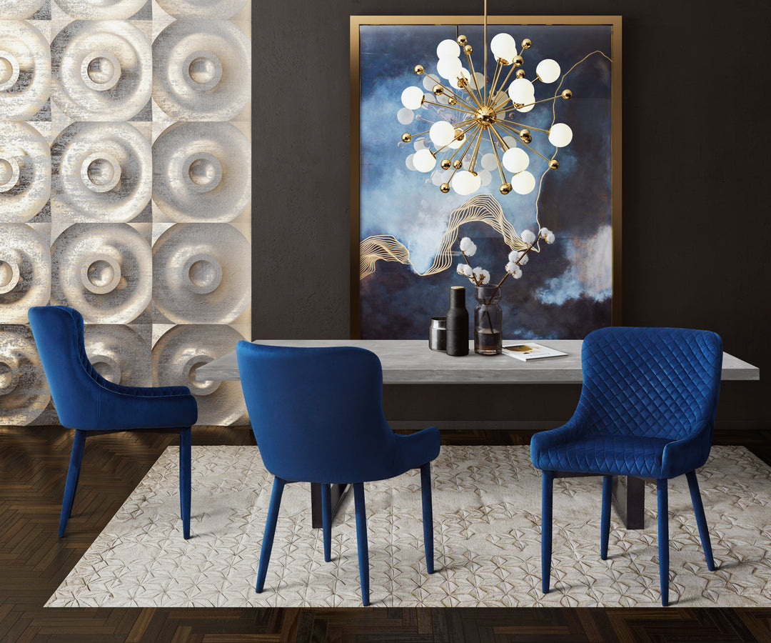 Silla gris o azul marino estilo capitoné de diamantes Erena