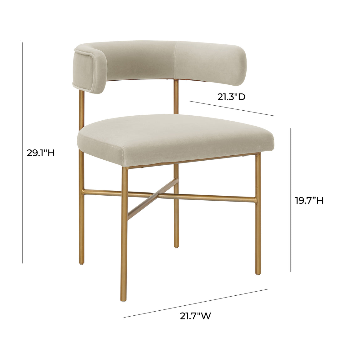 Silla de comedor en terciopelo de rendimiento color crema Shireen