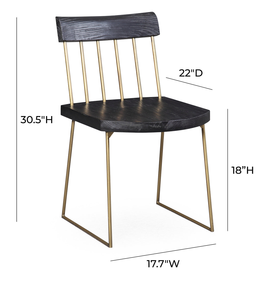 Silla de madera de pino estilo industrial Lucas - juego de 2