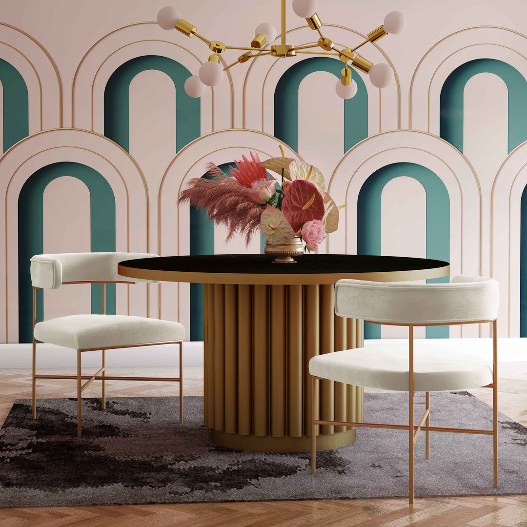 Silla de comedor en terciopelo de rendimiento color crema Shireen