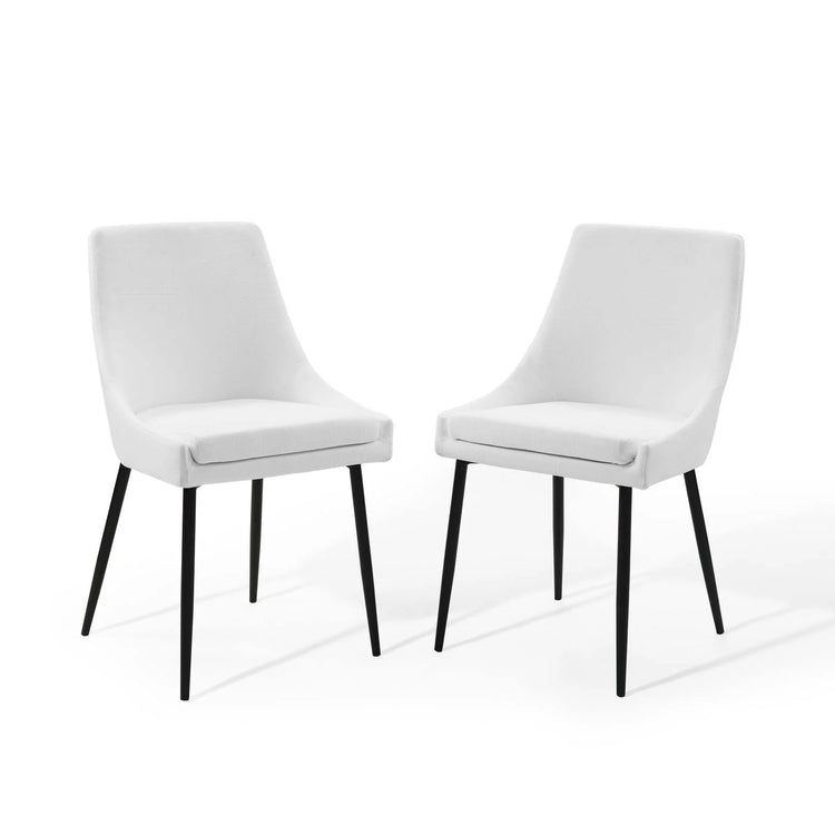 Sillas de comedor moderna de tela Eviv - juego de dos EVVT-04 color de la tela blanco y base negra.