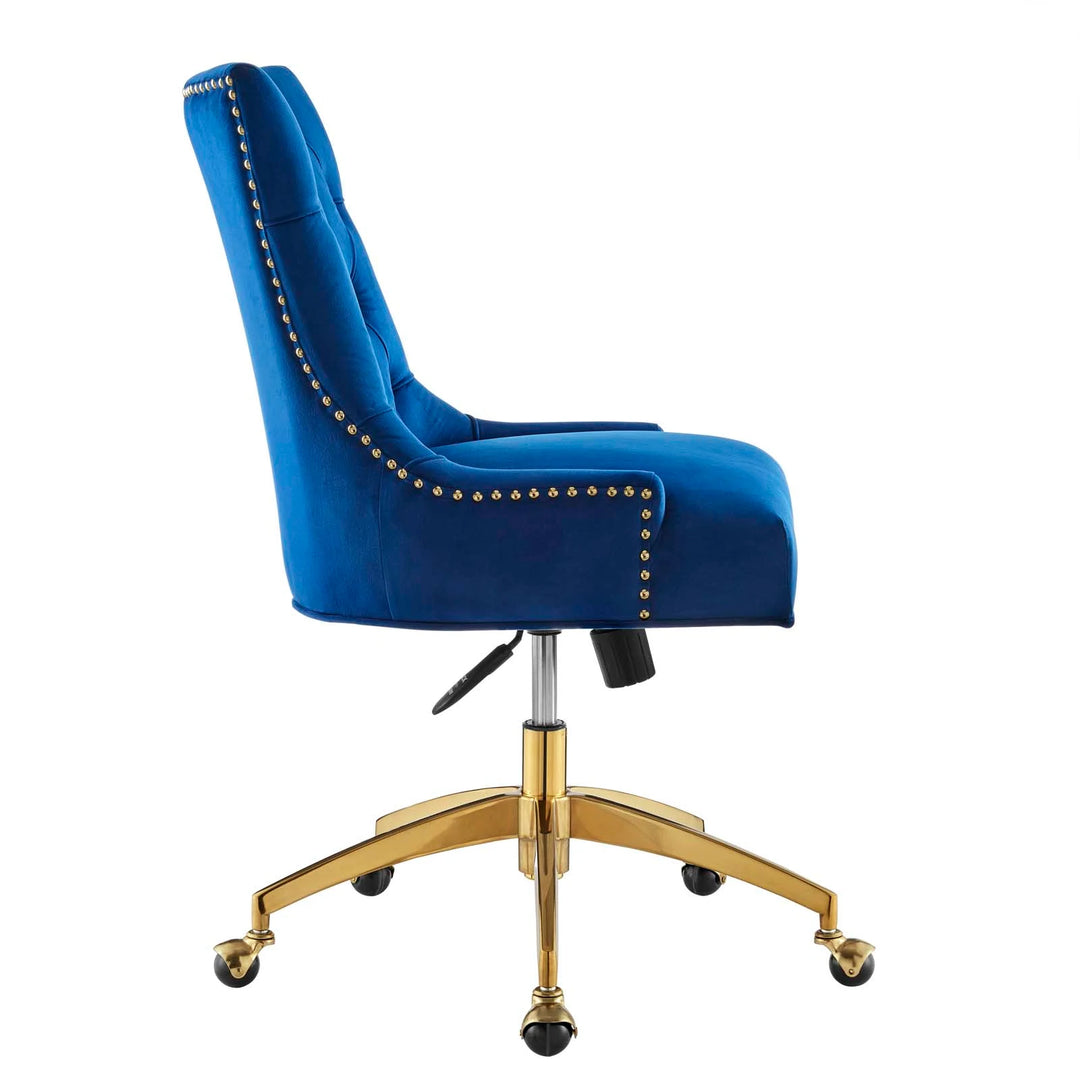 Silla de oficina moderna de terciopelo sin descansabrazos y base dorada 360 Mahdia - Múltiples colores