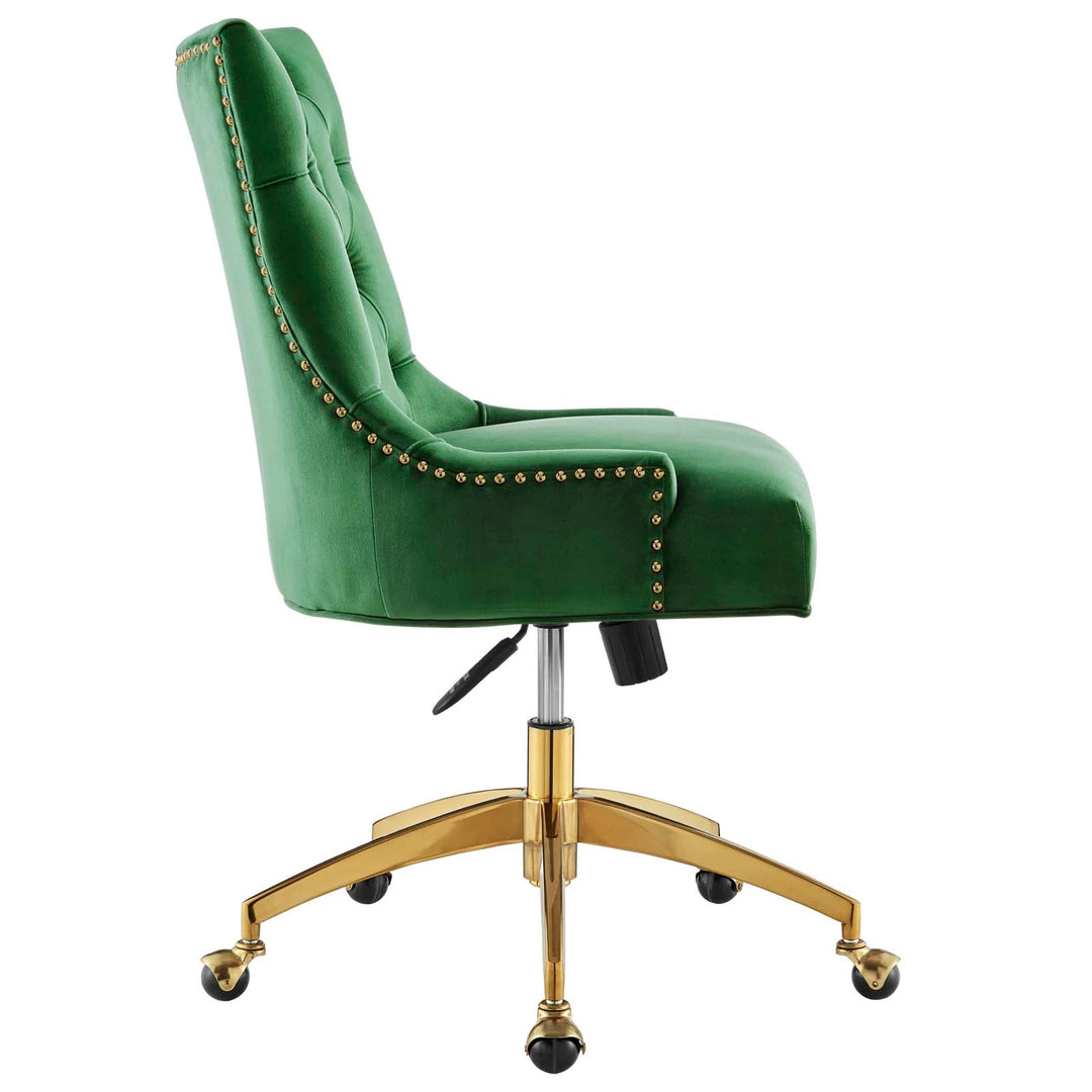 Silla de oficina moderna de terciopelo sin descansabrazos y base dorada 360 Mahdia - Múltiples colores