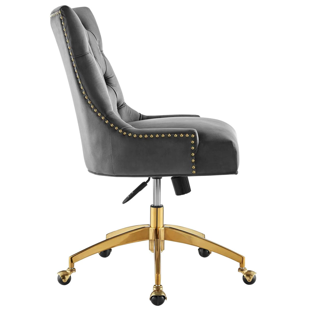 Silla de oficina moderna de terciopelo sin descansabrazos y base dorada 360 Mahdia - Múltiples colores