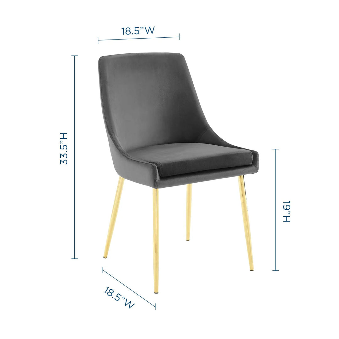 Sillas de comedor de terciopelo con base dorada Eviv - juego de dos