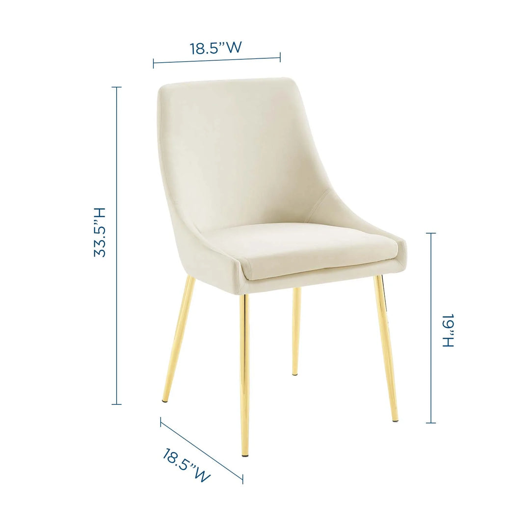 Sillas de comedor de terciopelo con base dorada Eviv - juego de dos