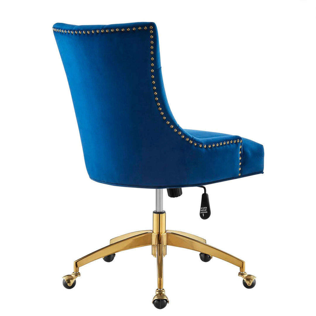 Silla de oficina moderna de terciopelo sin descansabrazos y base dorada 360 Mahdia - Múltiples colores