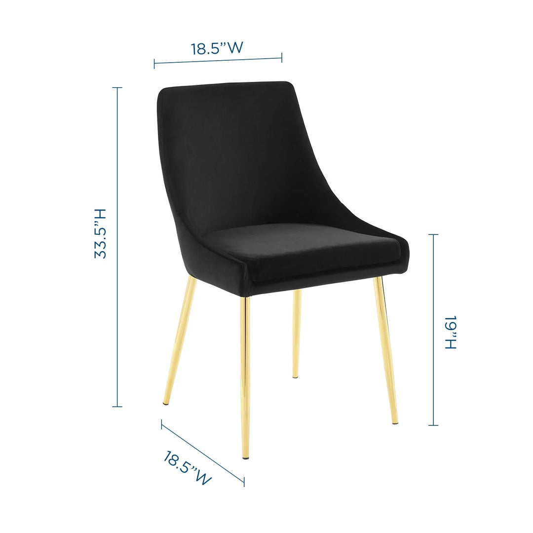 Sillas de comedor de terciopelo con base dorada Eviv - juego de dos