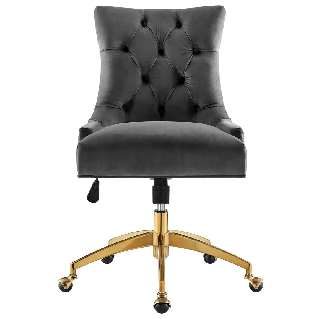 Silla de oficina moderna de terciopelo sin descansabrazos y base dorada 360 Mahdia - Múltiples colores