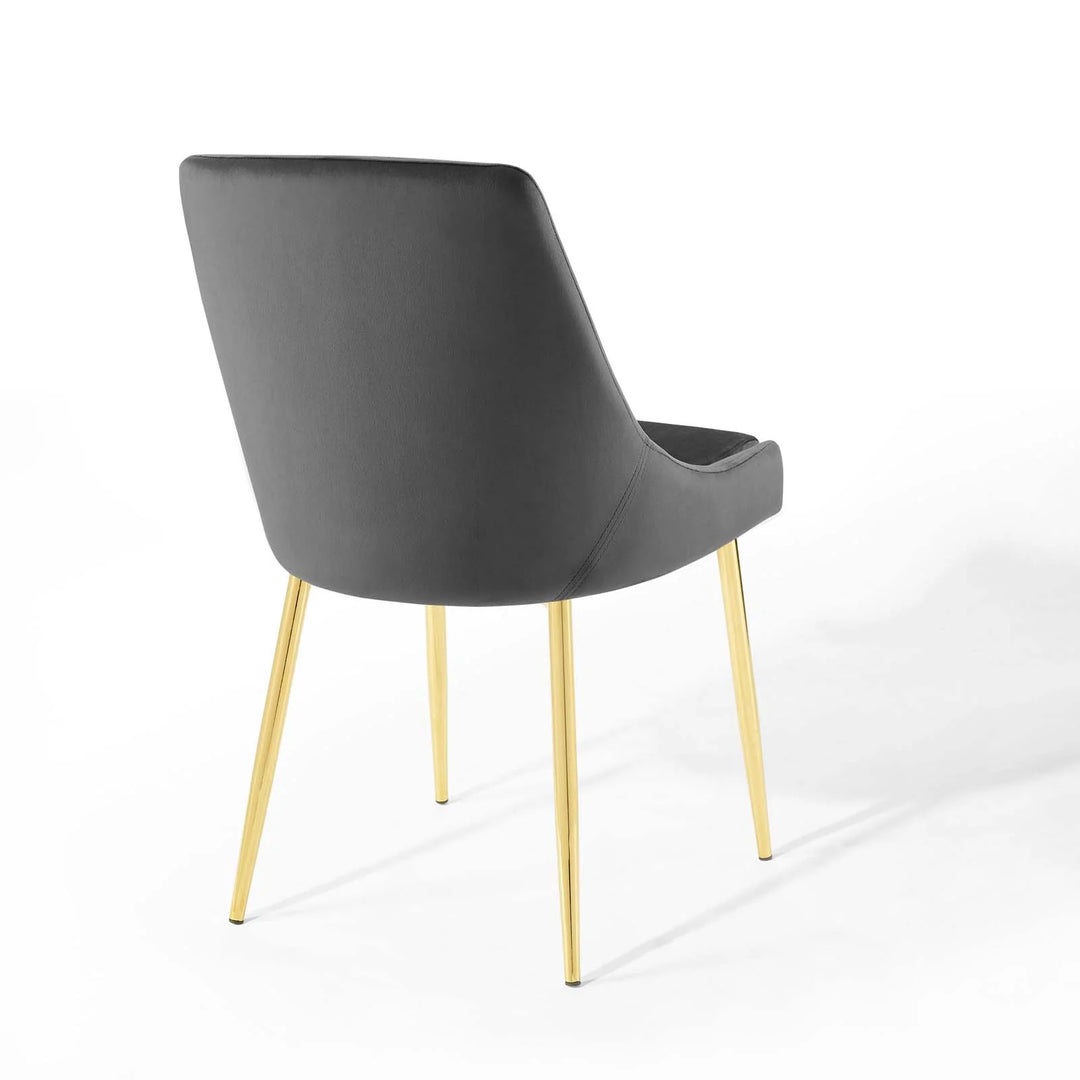 Sillas de comedor de terciopelo con base dorada Eviv - juego de dos