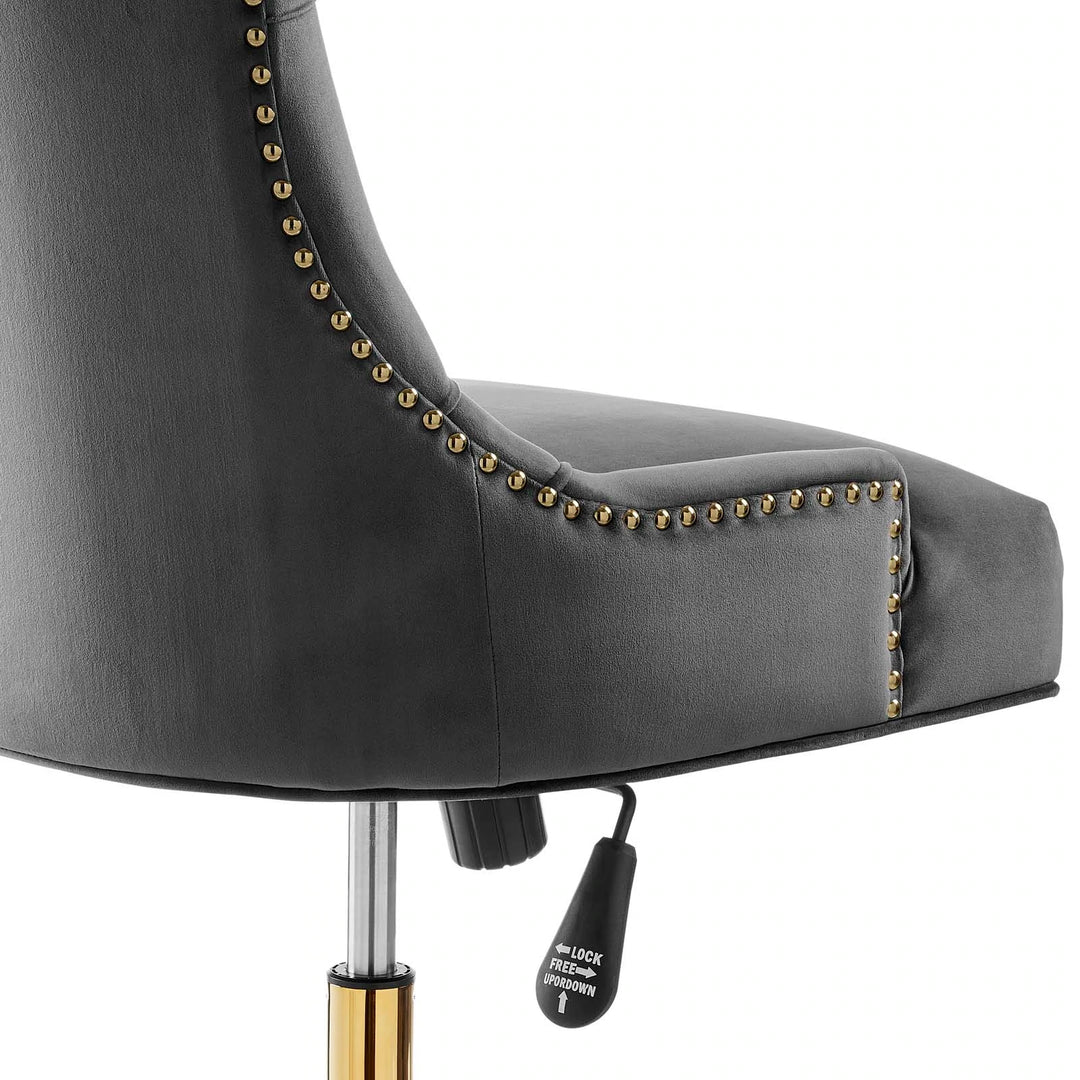 Silla de oficina moderna de terciopelo sin descansabrazos y base dorada 360 Mahdia - Múltiples colores