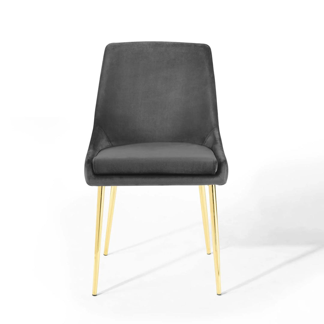 Sillas de comedor de terciopelo con base dorada Eviv - juego de dos