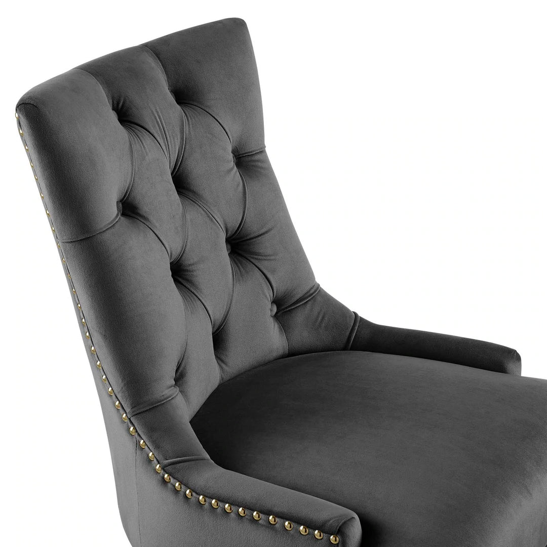 Silla de oficina moderna de terciopelo sin descansabrazos y base dorada 360 Mahdia - Múltiples colores