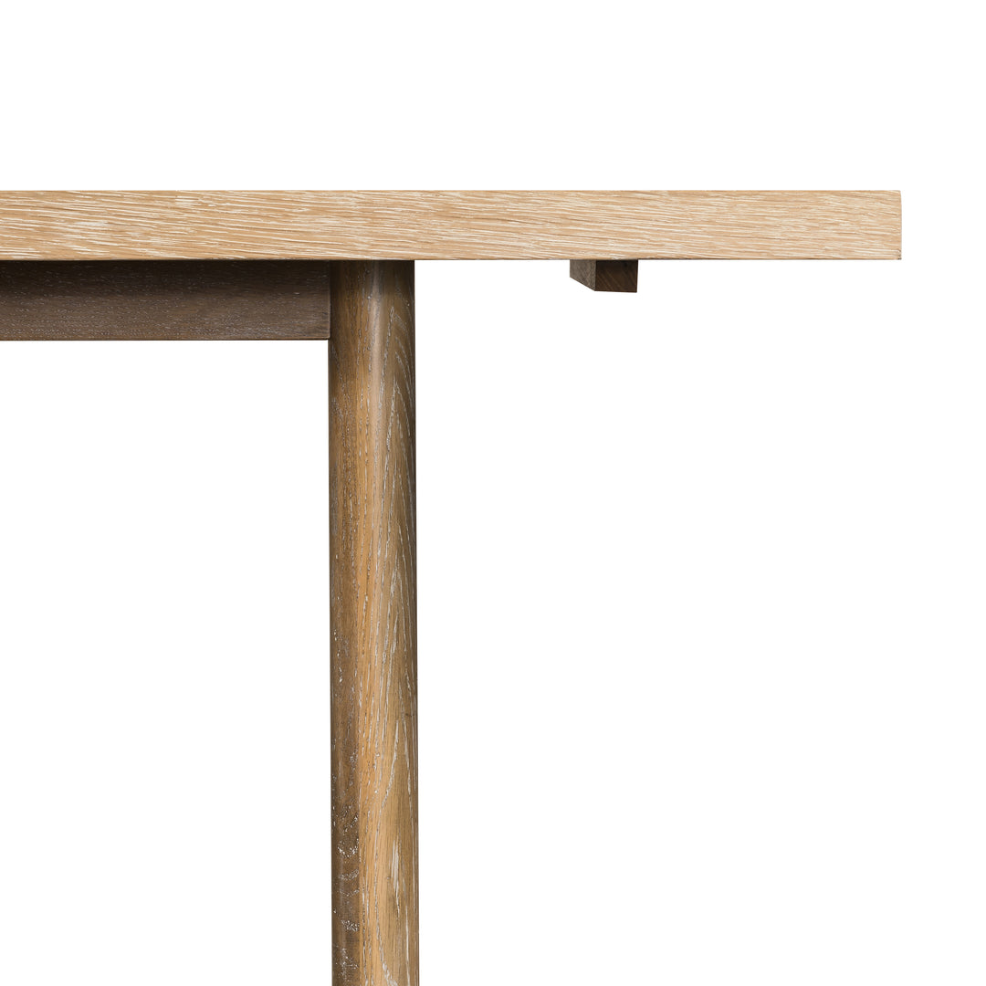 Mesa de comedor de chapa de roble blanqueado Maik