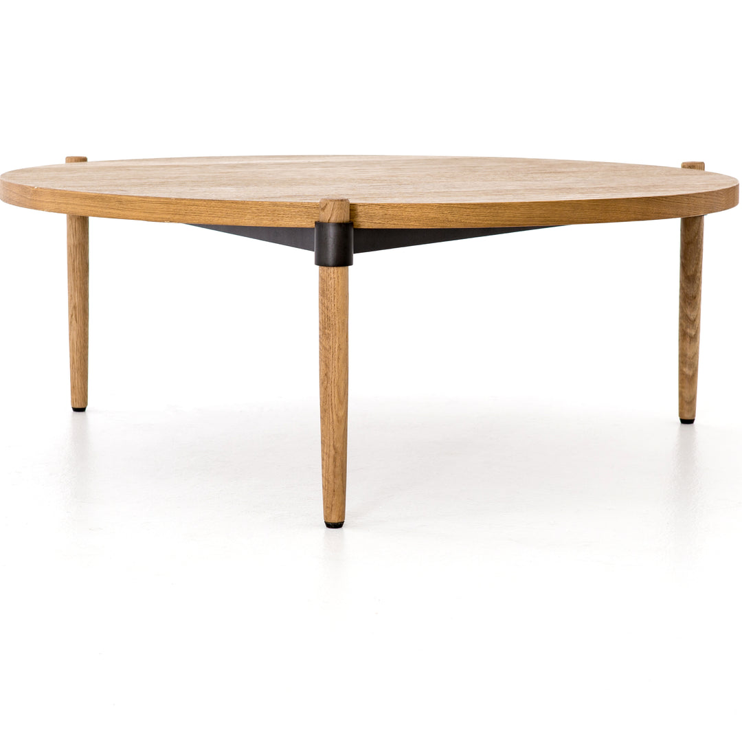 Mesa de centro redonda de madera de roble claro Alina