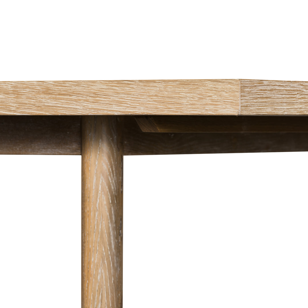 Mesa de comedor de chapa de roble blanqueado Maik
