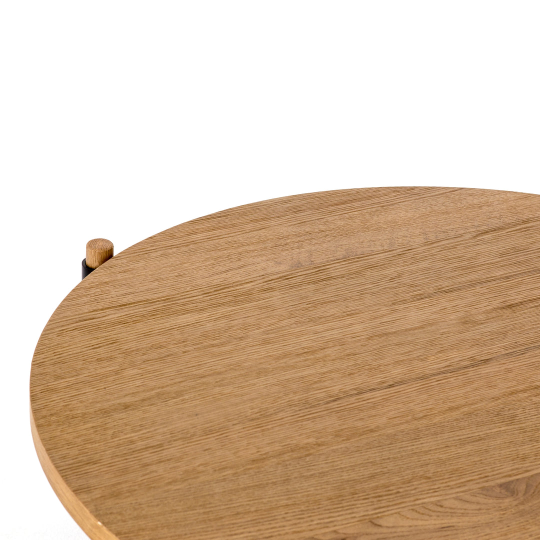 Mesa de centro redonda de madera de roble claro Alina