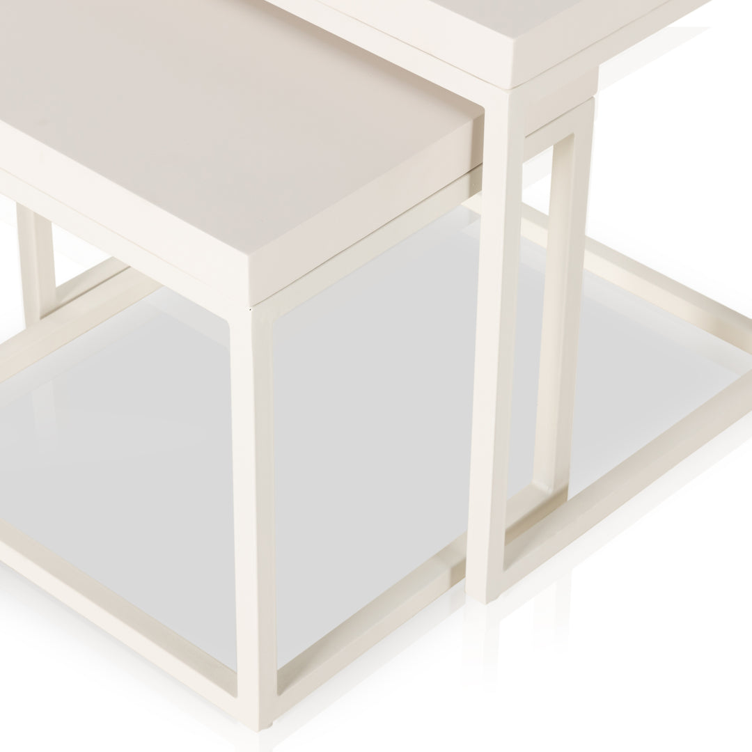 Mesa lateral moderna para sala de nido concreto blanco Macas