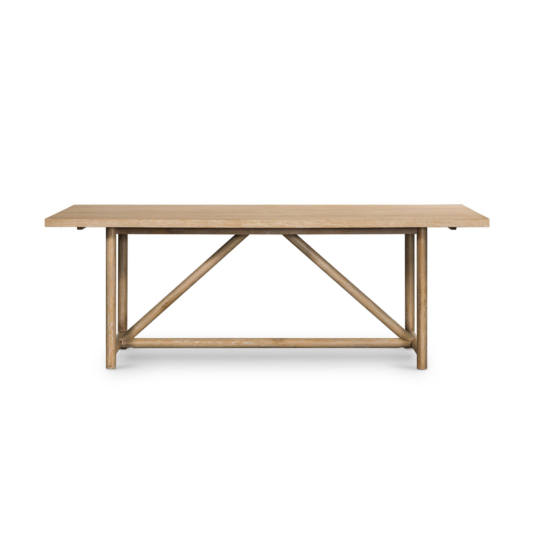 Mesa de comedor de chapa de roble blanqueado Maik