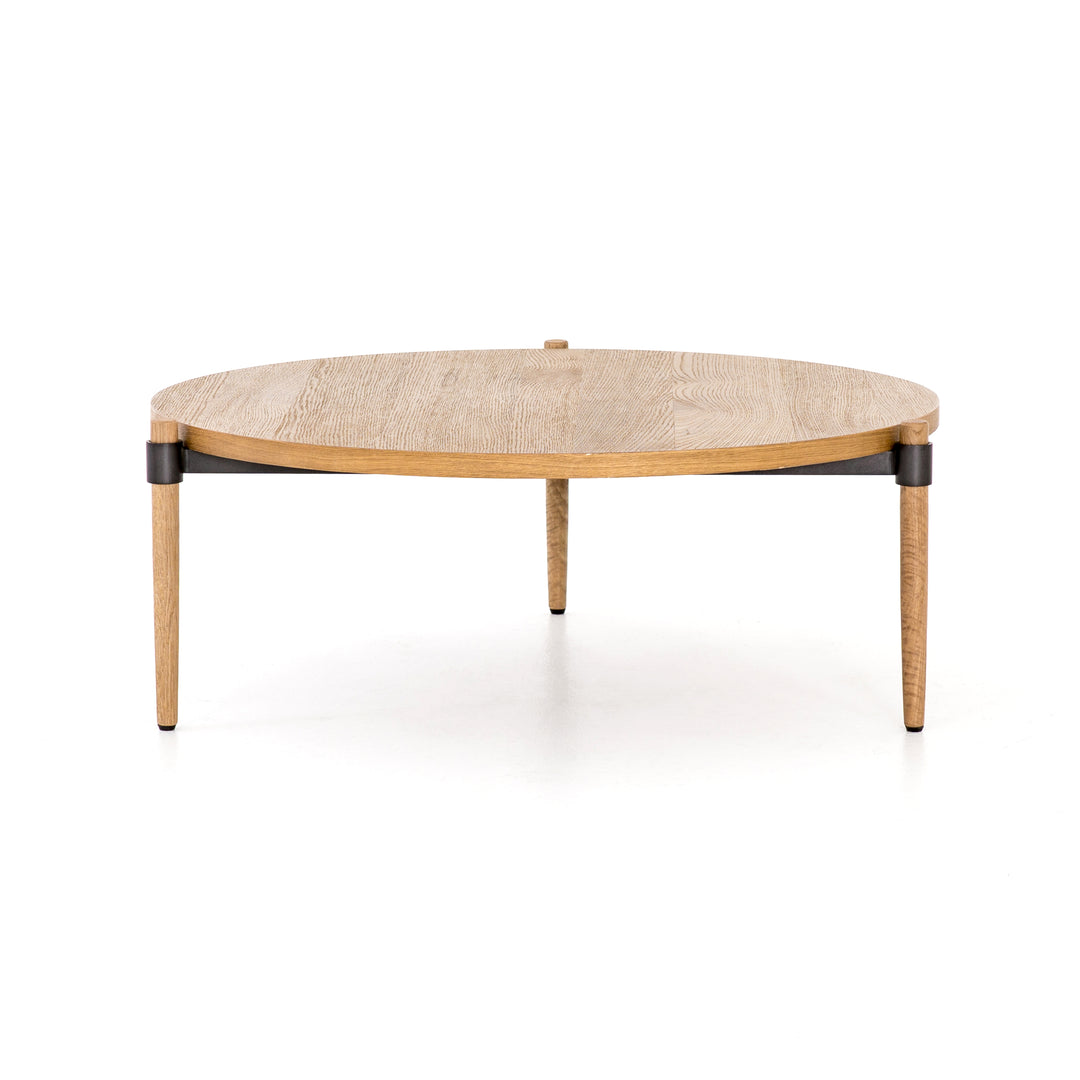 Mesa de centro redonda de madera de roble claro Alina