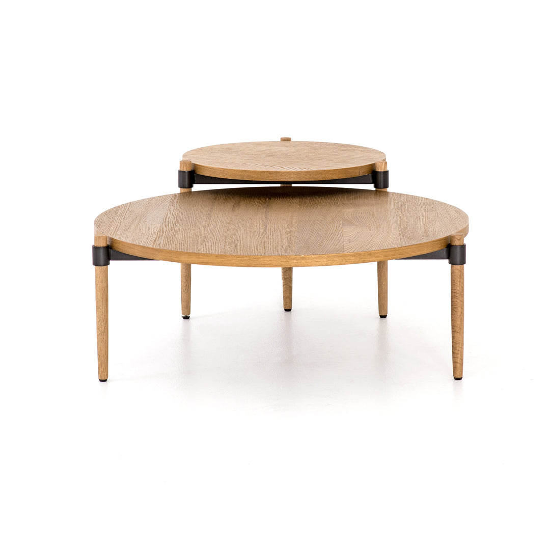 Mesa de centro redonda de madera de roble claro Alina