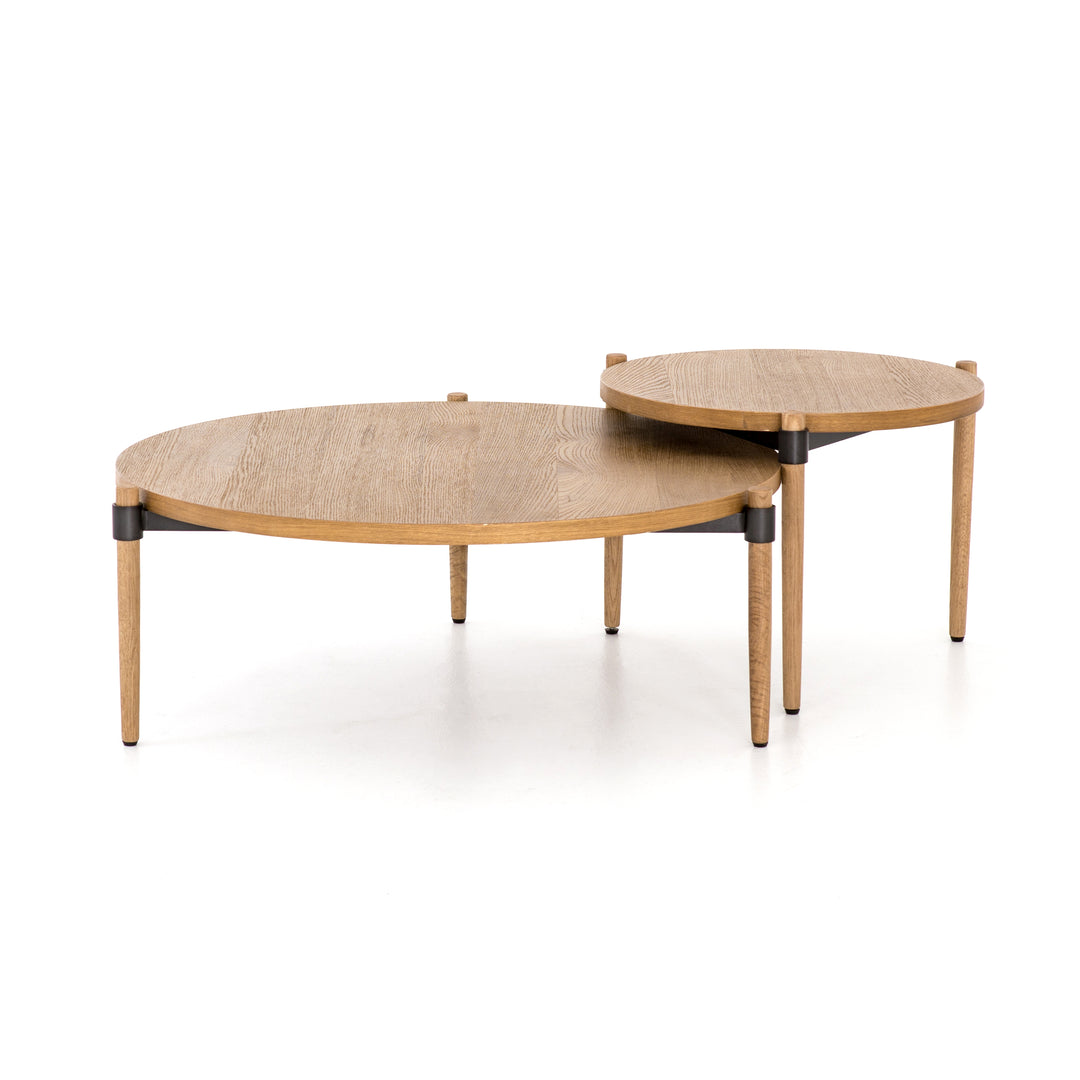 Mesa de centro redonda de madera de roble claro Alina