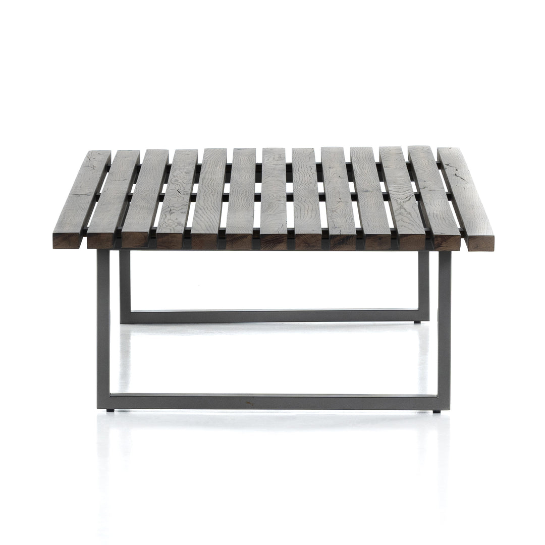Mesa de centro estriada de madera de roble Barsa