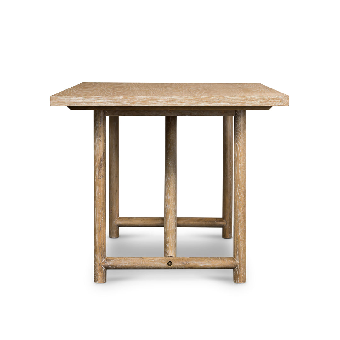 Mesa de comedor de chapa de roble blanqueado Maik
