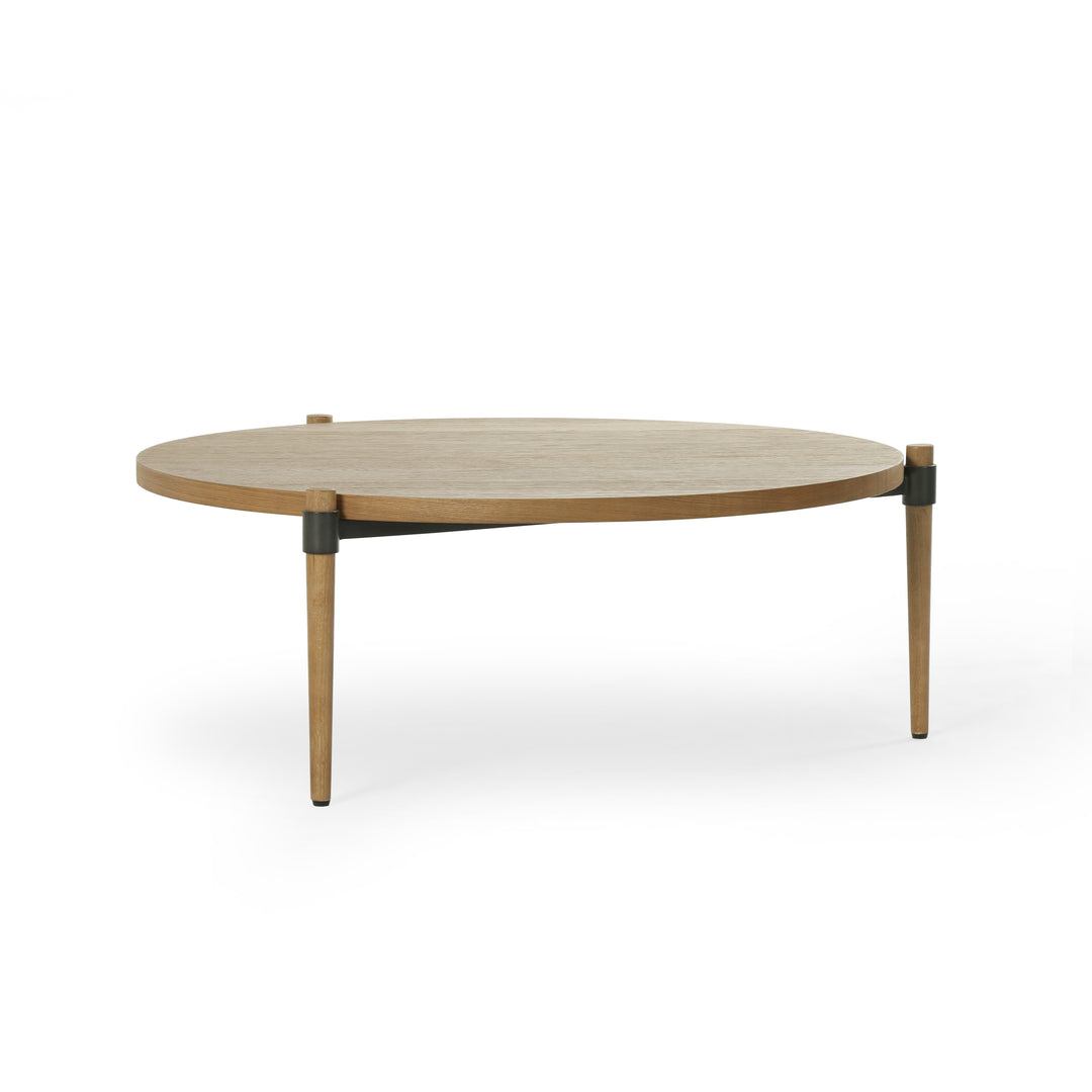 Mesa de centro redonda de madera de roble claro Alina