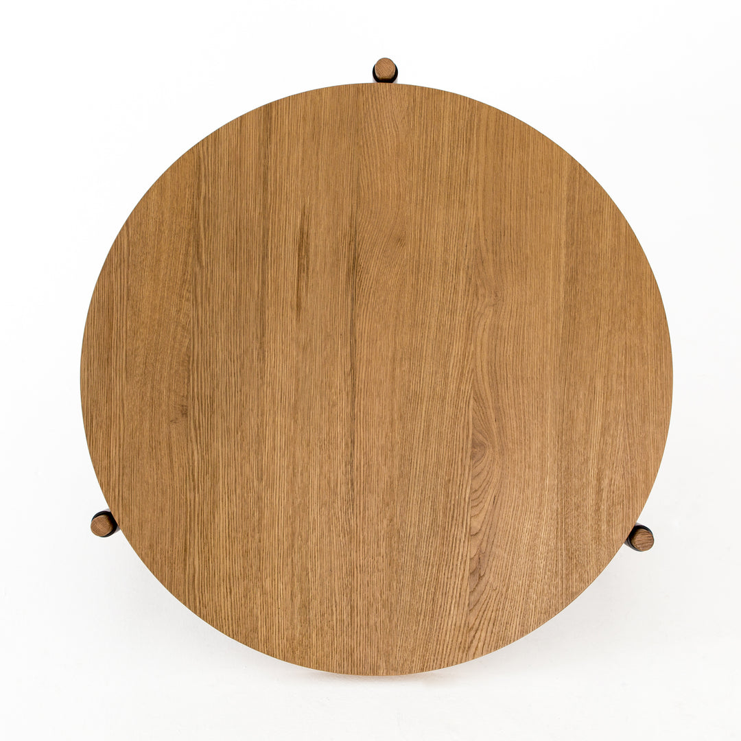 Mesa de centro redonda de madera de roble claro Alina