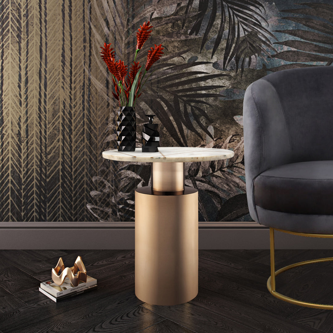 Mesa lateral para sala con mármol negro ó blanco Nise