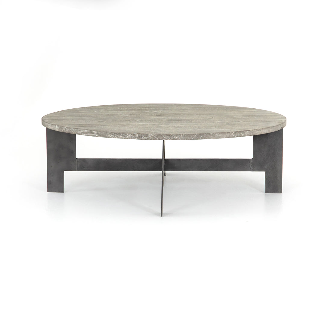 Mesa de centro moderna circular de madera y hierro Brum