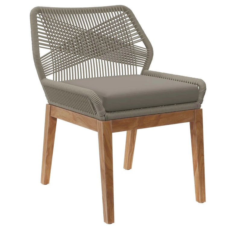 Silla exterior para patio de madera de teca Primo SBEP-03 color gris grafito claro.