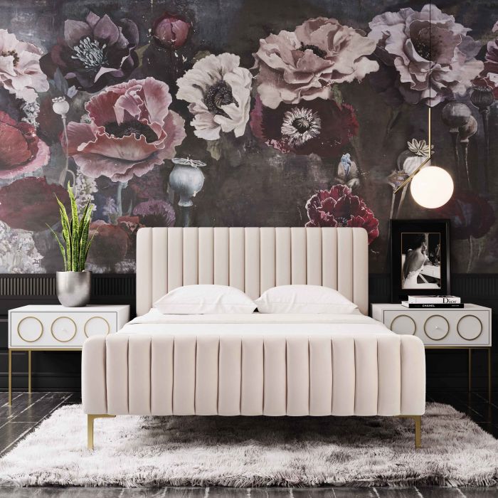 Cama Queen de terciopelo Aliara