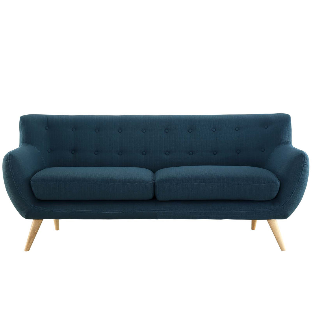 Sofá tapizado de tela en azul Silo Notable Mobiliario.