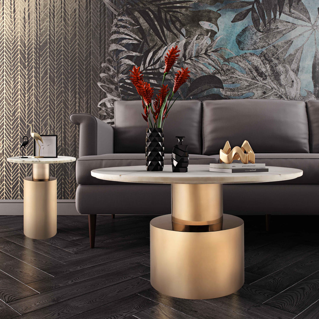 Mesa lateral para sala con mármol negro ó blanco Nise