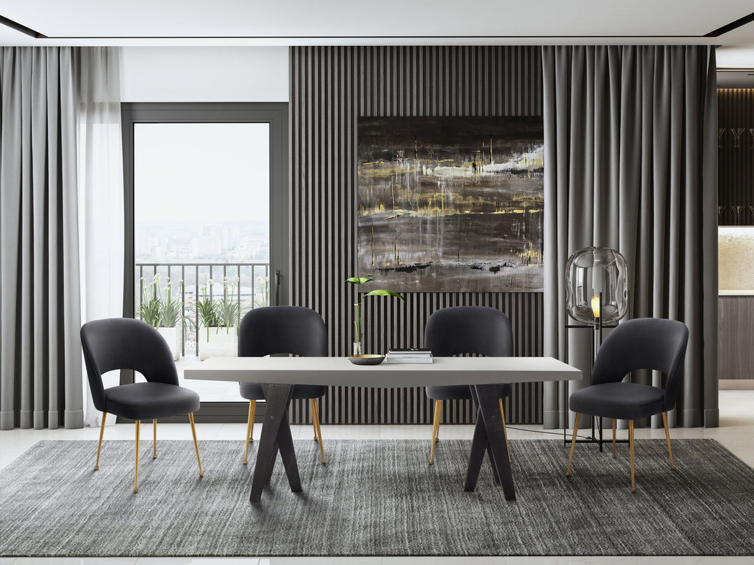 Silla para comedor de terciopelo moderno y base dorada Zuara