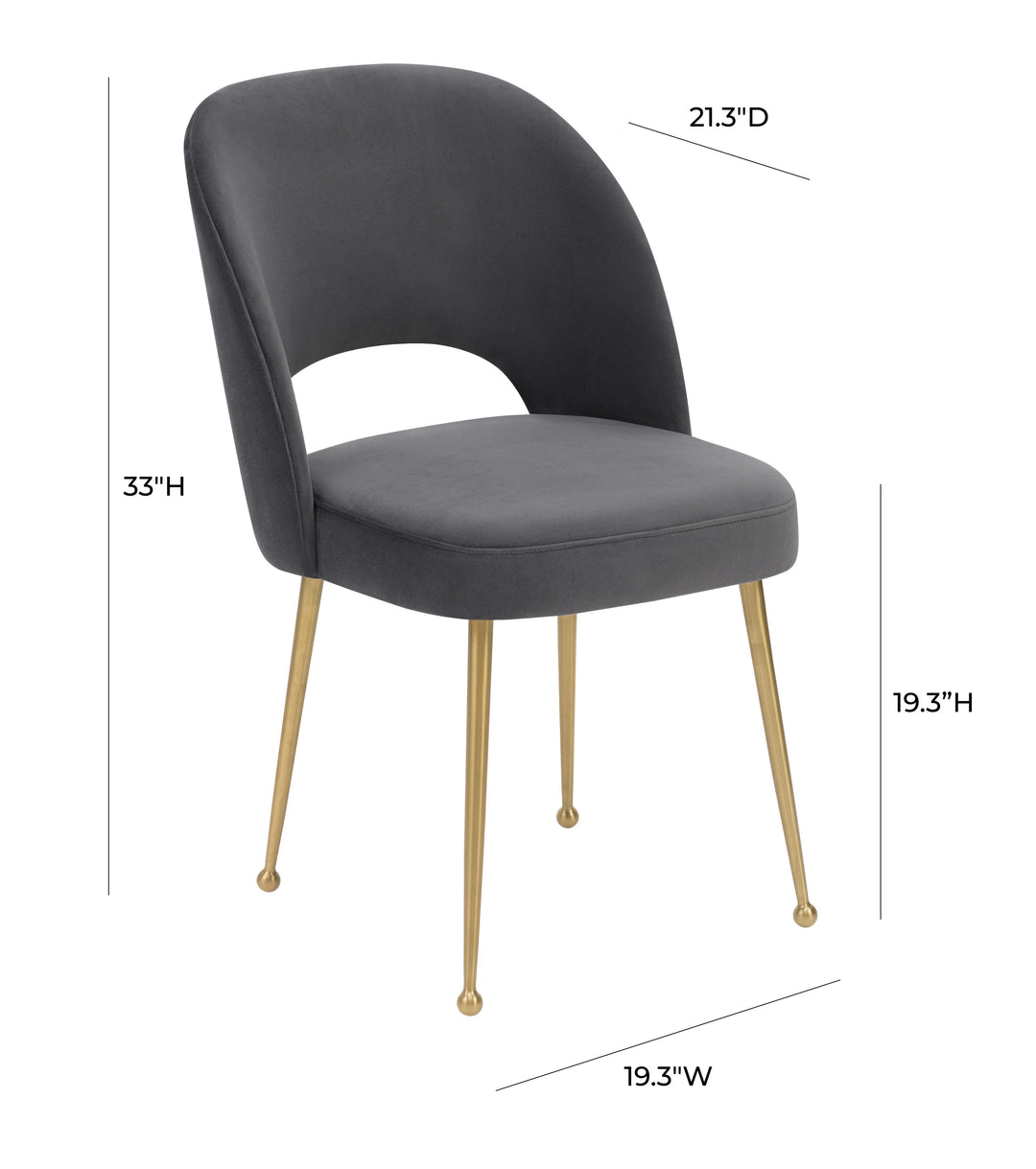 Silla para comedor de terciopelo moderno y base dorada Zuara