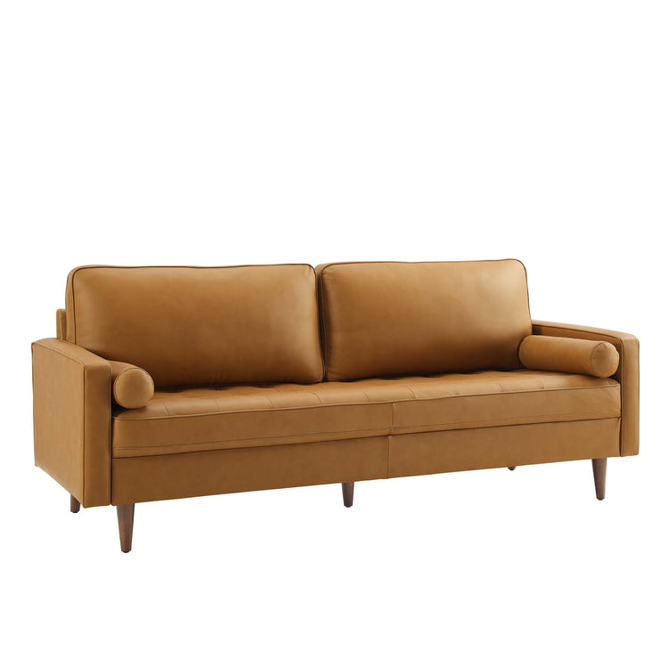 Sofá de cuero en color marrón claro Tanan Notable Mobiliario.